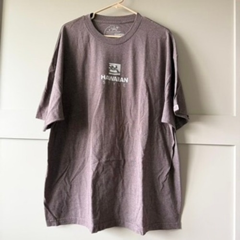 Hawaiian Style T Shirt Mens 2XL Hawaii Palm Tree Surf Graphic Brown Tee